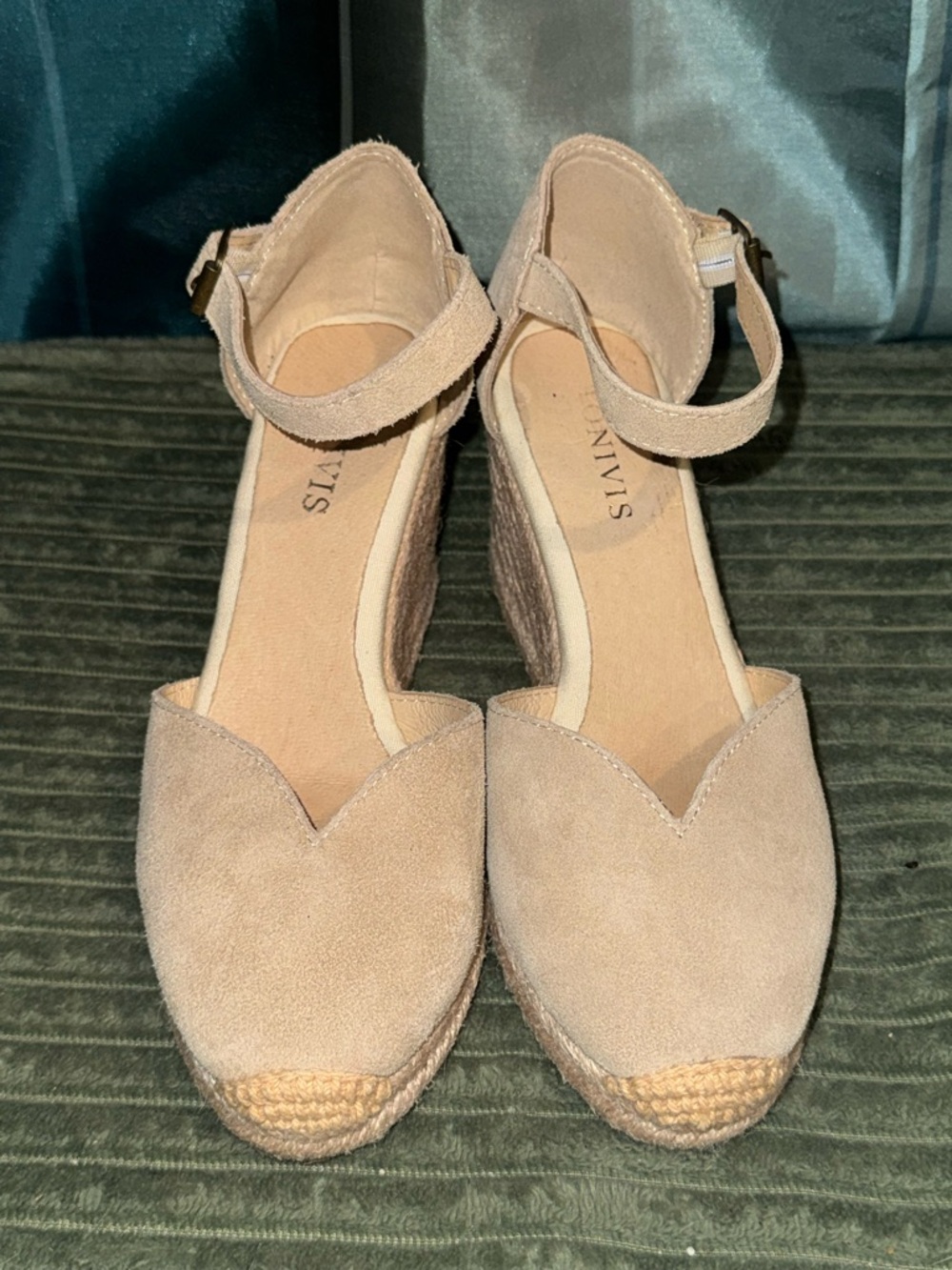 Ankle-Strap Espadrille Wedge - Taupe Suede